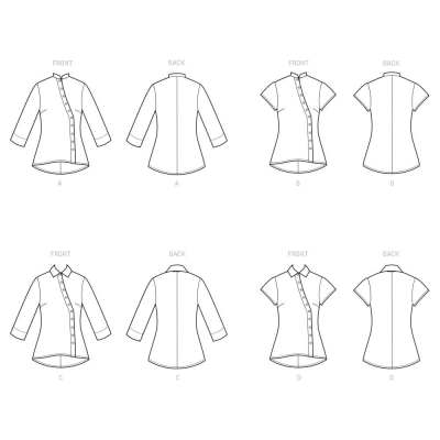 simplicity sewing pattern nähen 9106 asymetrisch geknöpfte Damenblusen