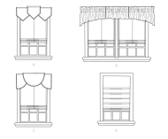 sewing pattern Kwiksew 4290 Raffrollo mit Fensterdeko, Zipfel oder Bogenstore