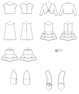 sewing pattern Kwiksew 4308 Puppenkleidung, Sommeroutfits mit Tasche