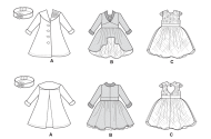 sewing pattern Kwiksew 4311 Puppenkleidung Kleider, Mantel, Haarband