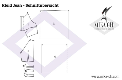 epattern Schnittmuster PDF Mika Oh schulterfreies Retrokleid Jean Gr. A-K 32-52