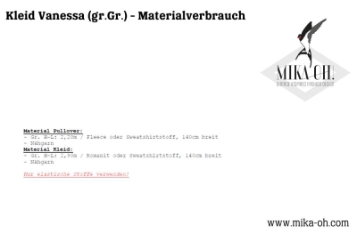 Schnittmuster aus Papier Mika Oh Vanessa Kleid & Pullover Gr. H-L (46-54)
