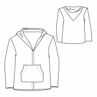 Schnittmuster epattern zwischenmass 601023 warmer Kapuzenpulli, Hoodie Damen Gr. 36-58
