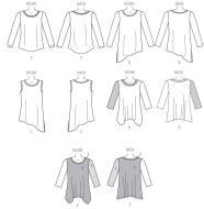 sewing pattern Vogue 1733 Designershirt, Damenshirt, Zipfelshirt Gr. XS-XXL 32-50