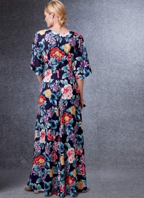 Schnittmuster Vogue 1735 bodenlanges Kleid tief ausgeschnitten Gr. XS-XXL 32-50