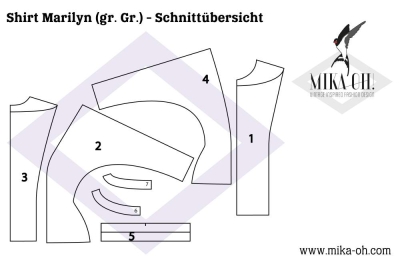 Schnittmuster aus Papier Mika Oh Marilyn Retroshirt Gr. A-N 32-58