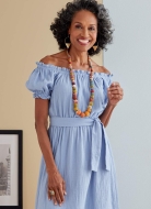 Schnittmuster Butterick 6757 Damenkleid mit Carmenausschnitt Gr. 34-50