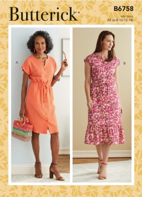 butterick-schnittmuster-naehen-6758-durchgeknoepftes-damenkleid-gr-e5-14-22-(de-40-48)