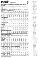 Schnittmuster McCalls 8108 jugendliches Empirekleid, auch schulterfrei Gr. 32-50