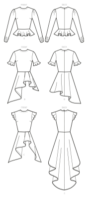 mccalls sewing pattern nähen 8113 Zipfelkleid oder Puffärmelshirt für Damen