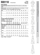 Schnittmuster McCalls 8110 Damenkleid, Stufenkleid mit Raglanärmeln Gr. A5 6-14 (DE 32-40)