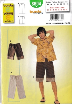 sewing pattern Burda 8604 sommerliche Young Fashion Herren Bermudashorts Gr. 46-60