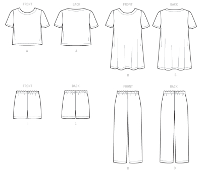mccalls sewing pattern nähen 8160 Damenshirt, Kleid unf Shorts Gr. S-XXL 34-50