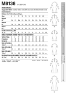Schnittmuster McCalls 8138 Damenkleid mit Reißverschluss Gr. F5 16-24 (DE 42-50)