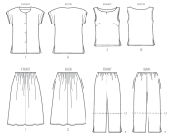 mccalls sewing pattern nähen 8159 Damentop, Bluse, Hose und Rock Gr. RR 18W-24W (44-46-48-50)
