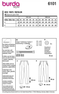 Schnittmuster Burda 6101 Zigarettenhose mit Bügelfalte Damenhosen Gr. 34-44