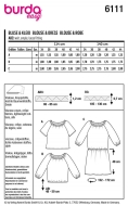 Schnittmuster Burda 6111 Damenkleider mit Raglanärmeln Blusenshirts Gr. 34-44