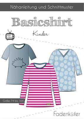sewing pattern aus Papier Fadenkäfer Basicshirt Kindershirt Gr. 74-164