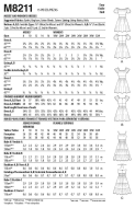 Schnittmuster McCalls 8211 Damenkleider Gr. B5 8-16 (de 34-42), RR 18W-24W (de 44-50) oder KK 26W-32W (52-58)