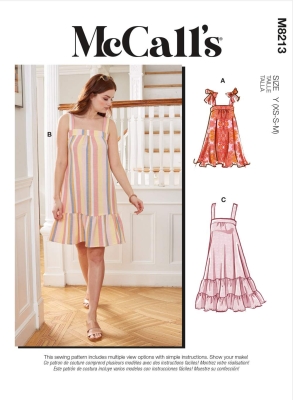 mccalls-sewing-pattern-sew-8213-missesdress-traegerdress-mit-volant-size-32-52