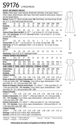 Schnittmuster von Simplicity 9176 Damenkleid mit weitem Rockteil in Gr. AA 10-18 (DE 36-44)