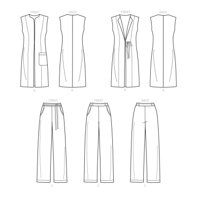 sewing pattern von Simplicity 9184 Damenhose und Langweste in Gr. BB 20W-28W (de 46-52)