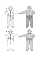 Schnittmuster Burda 9275 vorderer Reißverschluss bequemer Kinderoverall Gr. 104-134