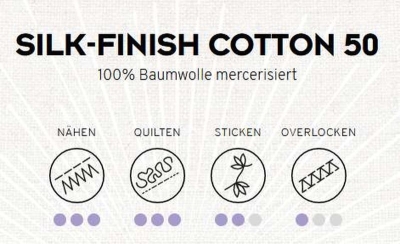 Baumwollgarn Amann Mettler 9105 Silk finish cotton 50 Farbe 0230 eisblau 150m