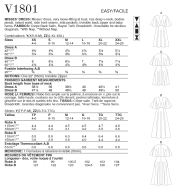 Schnittmuster Vogue 1801 tief ausgeschnittenes Damenkleid Gr. 42-50