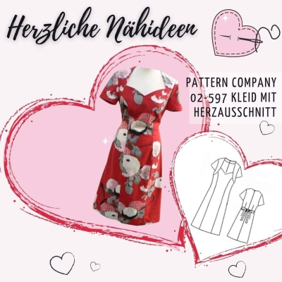 Schnittmuster Klelid pattern company 02-597 Kleid/Tunika mit Herzausschnitt, Sommerkleid Gr. 34-48