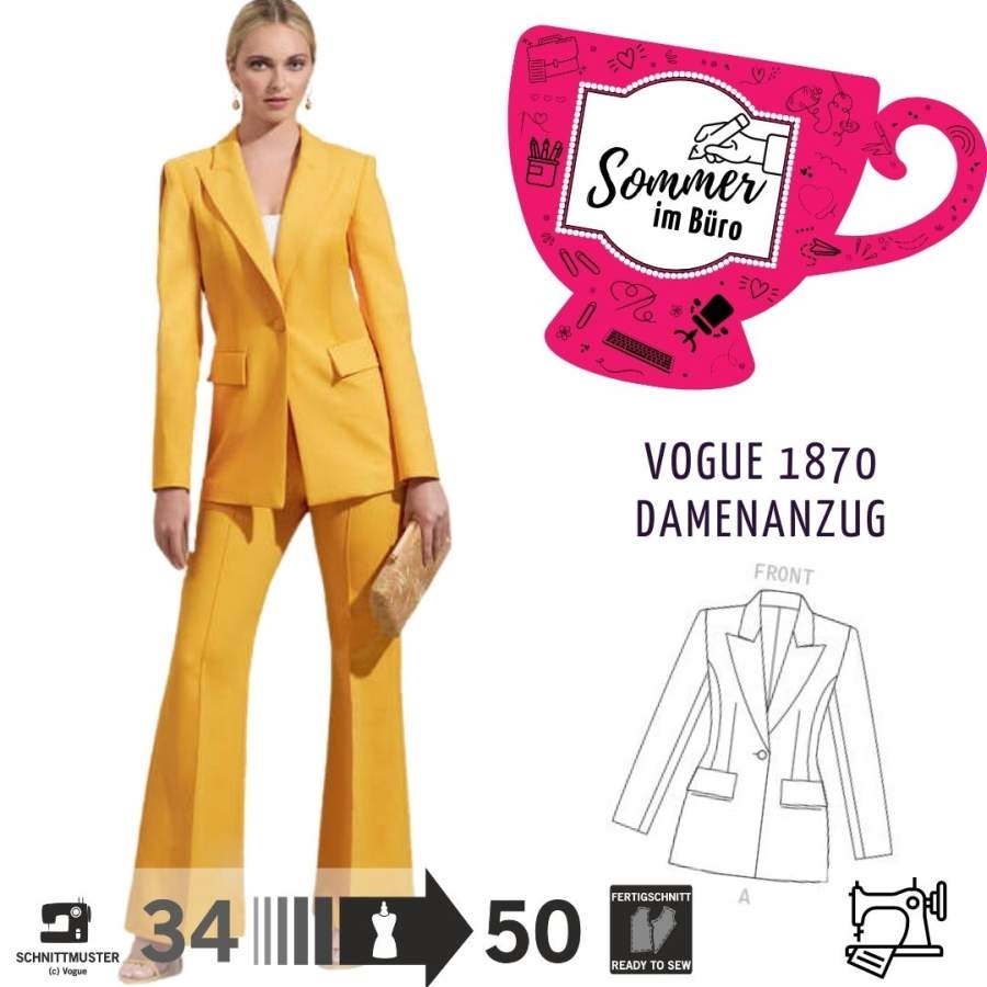Schnittmuster Vogue 1870 Damenanzug, Kombination Gr. 34-50