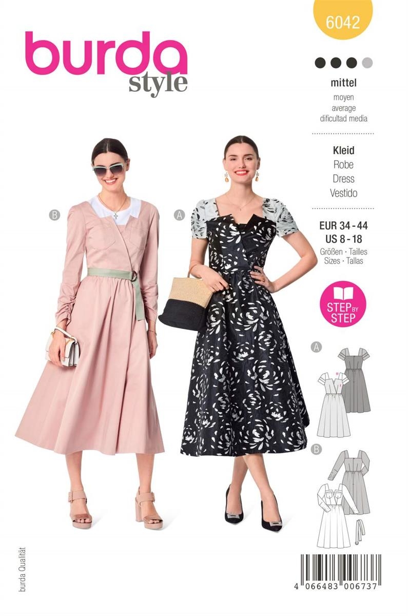 Burda Schnittmuster 6042 Damenkleid mit besonderem Ausschnitt Gr. 34-44
