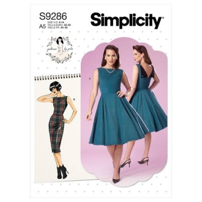 Schnittmuster Simplicity 9286 Damenkleid, Retrokleid Gr. 32-48