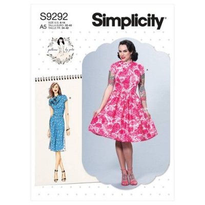 Schnittmuster Simplicity 9292 Damenkleid, Retrokleid Gr. 32-48