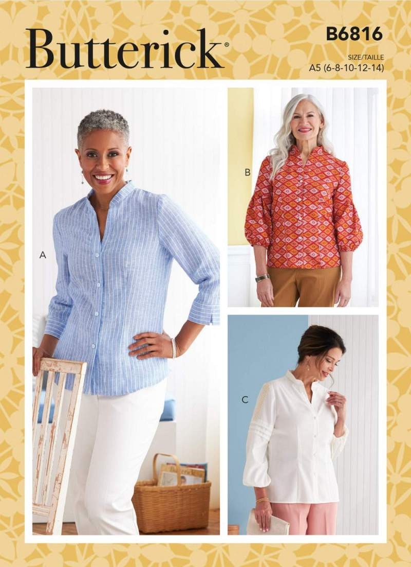 Schnittmuster Butterick 6816 schöne Bluse Gr. 32-48