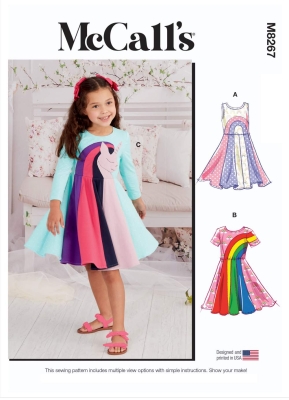 Schnittmuster McCalls 8267 ausgefallenes Mädchenkleid Gr. 86-116
