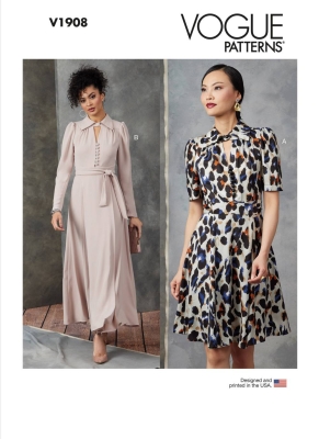 Schnittmuster Vogue 1908 feminines Damenkleid Gr. 34-52