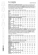 Schnittmuster Vogue 1929 bequeme Damenkombi Kleid, Shirt und Hose Gr. 34-52