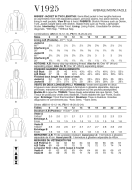 Sewing pattern jacket Vogue 1925 size A5 6-14 (DE 32-40)
