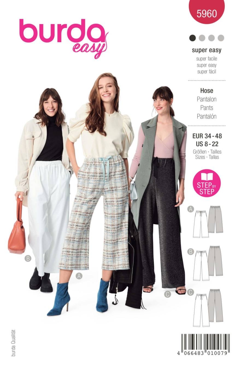 Hose Schnittmuster für Damen Burda 5960 mit Nähanleitung