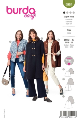 cape sewing pattern for women burda 5964 sewing instructions