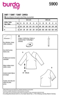 Schnittmuster Burda 5900 ausgefallenes Damenshirt, Longsleeve Gr. 34-44