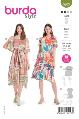 Kleid Schnittmuster für Damen Burda 5903 mit Nähanleitung