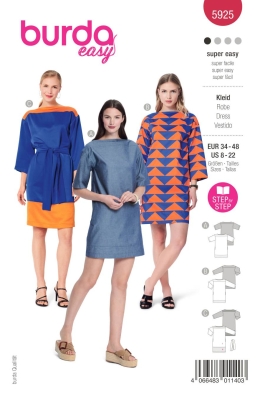 Kleid Schnittmuster für Damen Burda 5925 mit Nähanleitung