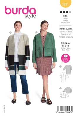 Mantel Schnittmuster für Damen Burda 5931 mit Nähanleitung