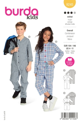 Kinderoverall Schnittmuster für Kinder Burda 9245 mit Nähanleitung