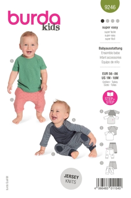 baby-combination sewing pattern for Babys burda 9246 sewing instructions