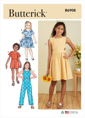 Mädchenkleid Schnittmuster für Mädchen Butterick 6908 mit Nähanleitung