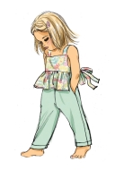 Schnittmuster goldiges Mädchenkleid, Overall Butterick 6936 Gr. 68-98