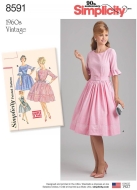 englisches Schnittmuster Damenkleid, Vintagekleid 60er Jahre Gr. P5 12-20 (DE 38-46) Nr. 8591 von Simplicity